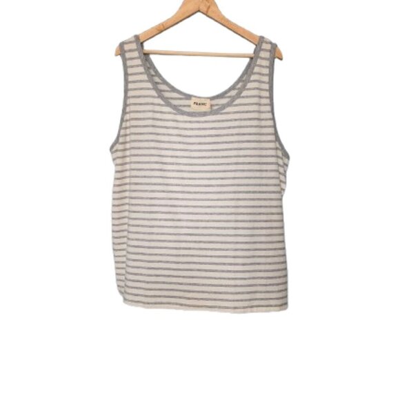 NWT Franc The Boxy Scoop Tank Heather Grey Striped Tank Top - Picture 1 of 8